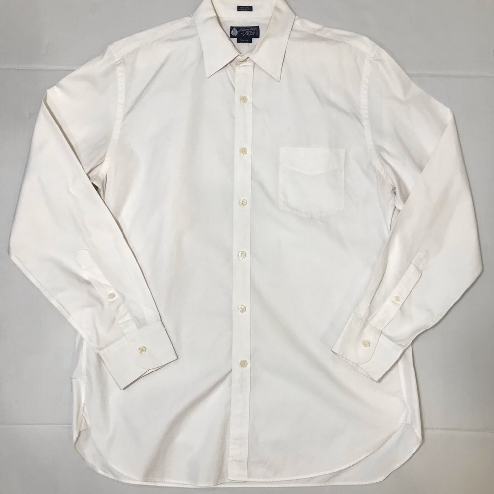J. Crew Haberdashery 100% Cotton Long Sleeve White Shirt Size L 16-16.5